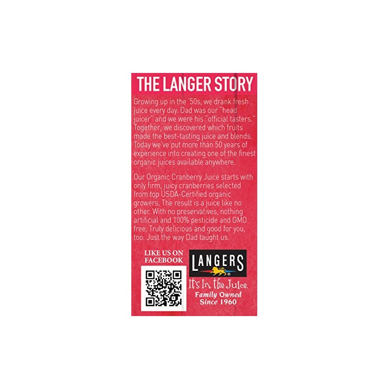 Langers 100% Organic Juice, Cranberry, 64 Ounce (Pack of 8)