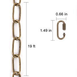 Giluta 19 Feet Heavy Duty Chandelier Chain, Antique Bronze Pendant Light Fixture Chain with Durable Finish, Hanging Extension for Fruit Basket Lantern Lamp Plant, Supports to 65 lbs Maximum Weight