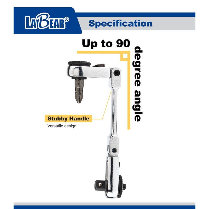 LABEAR - Flexible Dual Ratchet with 1/4" Square Drive &