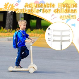 NAVIC K1 Kids Kick Scooter for Ages 3-8, 3-Wheel Scooter with LED Light-Up Wheels & Deck, 3 Adjustable Heights, Detachable Handlebar, Lightweight Scooter for Boys & Girls, Max Load 110 lbs(Coffee)