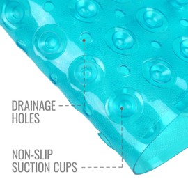 HealthSmart Bath Mat Extra Large No Slip Shower & Bathtub Mat with Suction Cups and Drain Holes for Anti-slip Grip, Machine Washable, Extra Large, 40 x 15.5, Green