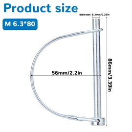 BOXOB 4pcs Trailer Hitch Pin, 1/4"x3.39" Carbon Steel Safety Coupler Locking Pin Clip for Trailers Hitches Farm & Lawn Equipment Towing Use