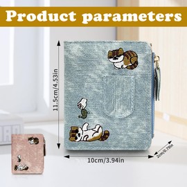 WisePoint Womens Wallet, PU Leather Small Wallet Bi-fold Cute Wallet with Cat Embroidery, Large Capacity Ladies Purse for ID Cards, Bank Cards, Credit Cards, Cash (Blue)