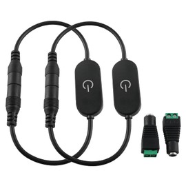 ZZLZX 2PCS LED Touch Dimmer Switch,DC 12V 2A with DC Female Barrel Connector to Screw Adapter