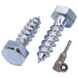 SKIR'CO (Pack of 30) DIN 571 Zinc Plated Steel Hex Wood Screws M8 x 30mm Screws Hex Head Key Screws (with Magnetic Hex Bit)