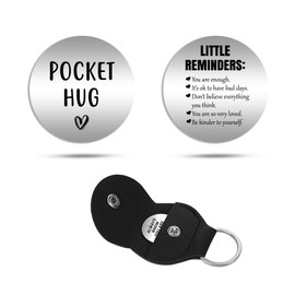 Little Reminders Pocket Hug, Mental Health Gift, You are enough, Inspiration Gift for Daughter Mom, Reminder Gift For Friend, Hug Gift, Self Love w/Leather Keychain #PH40