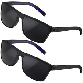 grinderPUNCH Polarized Sunglasses for Men Lightweight TR90 Frame UV400 Protection Square Sun Glasses for Driving Fishing Golf - 2 Pack