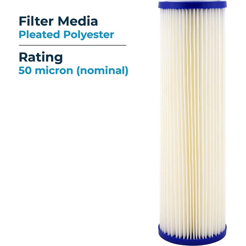 SpiroPure SP-R50 10x2.5 50 Micron Pleated Polyester Sediment Water Filter