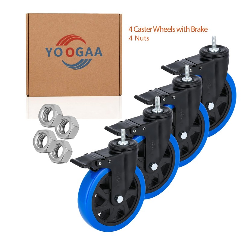 6 inch Casters Heavy Duty Swivel Threaded Stem Caster Wheels