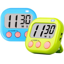 Timer for Kids Teachers Digital Kitchen Timers for Cooking Large Magnetic Classroom Timer 2Pack-Blue Green
