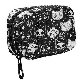 Fustylead Magical Symbols of Witchcraft Cats Pill Organizer Travel Portable Zipper Cloth Bag for Holding Weekly Supplements Vitamins and Fish Oils