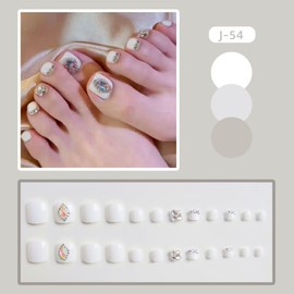 Nail Tip, Foot Nail Seal, False Nails, 24 Pieces, Cute Tip, Gel Nail Tip, Foot Rhinestones, Decorative, False Nails, Reusable, Korea, Popular, Nail Supplies, Easy to Apply, Durable, Convenient,
