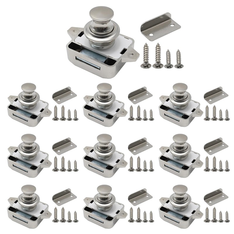 Hoypeyfiy Set of 10 Push Button Latch Cabinet Door Catch