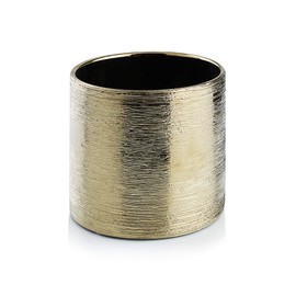 WGVI Gold Etched Ceramic Cylinder Vase Width 6.5" Height 6", Flower Arrangements, Candle Holder, Terrarium Planter Pot, Storage Container Organizer, Pen Brush Holder, Scratched Texture Design, 1 Pc