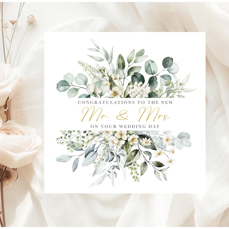 Wedding Card, Mr & Mrs, On Your Wedding Day, Congratulations
