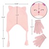Girls Cat Ear Beanie Winter Hat and Gloves Set Kids