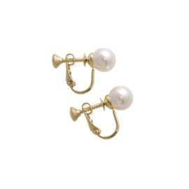 VINGTAINE P1288A-WHG-E Single Grain Pearl Earrings 0.3 inches (8 mm) Simple, Cute, Fashionable, Acrylic