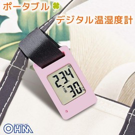 Ohm Electric TEM-800P [Portable] Digital Thermometer/Hygrometer (Pink) (Approx.) Width 1.5 x Height 2.5 x Depth 0.6 inches (39 x 64 x 14 mm)