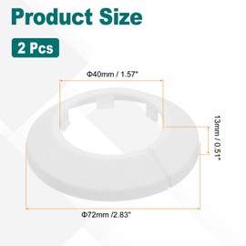 sourcing map Escutcheon Plate, 2Pcs 40mm - Fit 1.57" Outer Diameter Split Pipe Flange Water Pipe Cover Collar Decoration, PP Plastic Plumbing Cover Plates (White)