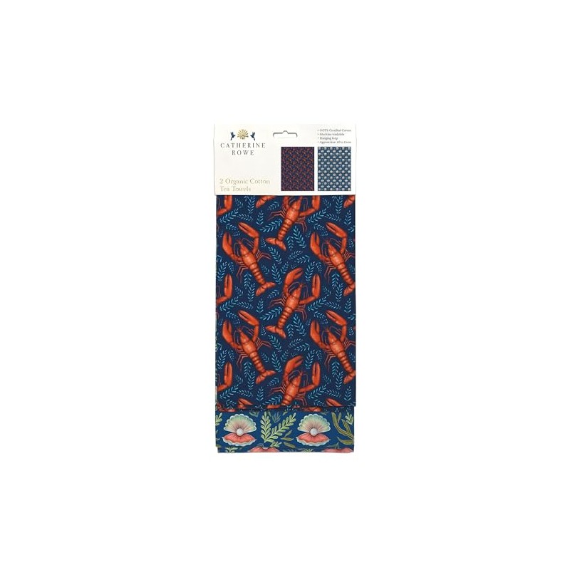 Tea Towels - Organic Cotton - Artistic Design Lobsters and