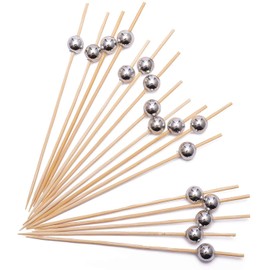 200pcs Cocktail Picks,12cm Pearl Fruit Sticks Handmade Sticks Cocktail Skewers Wooden Fancy Toothpicks