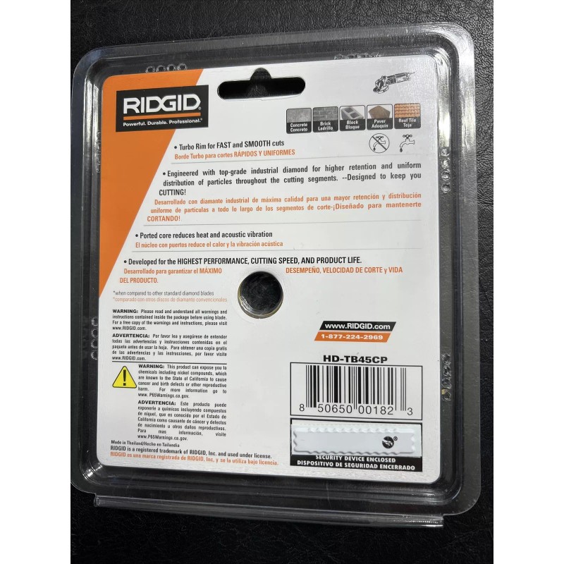 Ridgid 4.5” Diamond Blade Wet/Dry Masonry Cutting HD-TB45CP Brand New