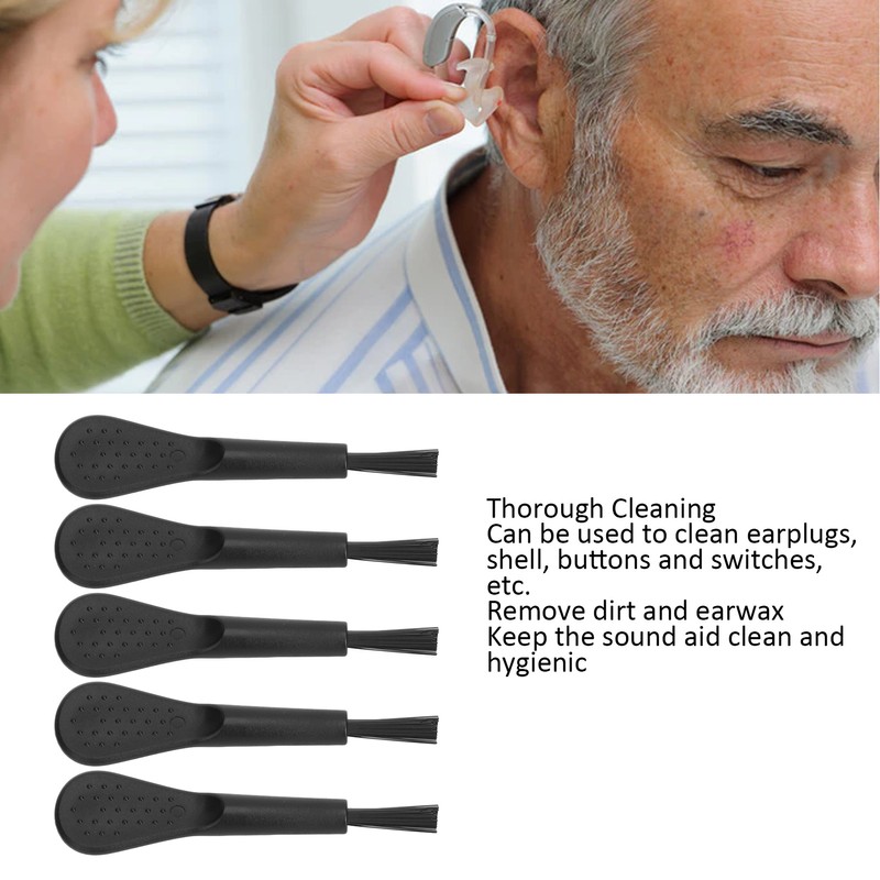 20pcs Black Handle Black Hair Sound Aid Cleaning Brush Professional