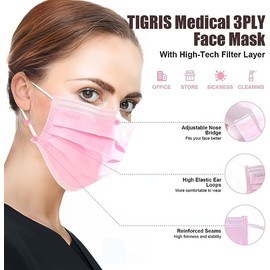 50PCs Tigris Level 3 Earloop Face Mask by VASTMED | 4.0G 3-Ply Individual Wrap Non-Woven Disposable Mask Indoor Outdoor Use