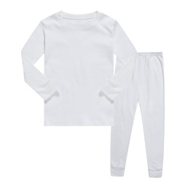 KikizYe Kids Pajamas Big Boys & Girls Solid Colors Cotton Pjs Set Children White Jammies Size 12