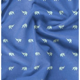 Soimoi Elephant Print - Blue, Canvas Fabric Material - 56 Inch Wide, 1 Meter, Unstitched Fabric For Upholstery, Bags, Workwear And Outdoor Gear.