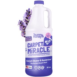 Sunny & Honey Carpet Cleaner Solution - 32 Fl Oz, Light Lavender - Deep Stain Remover & Odor Deodorizer - Pet Carpet Cleaner & Rug Shampoo
