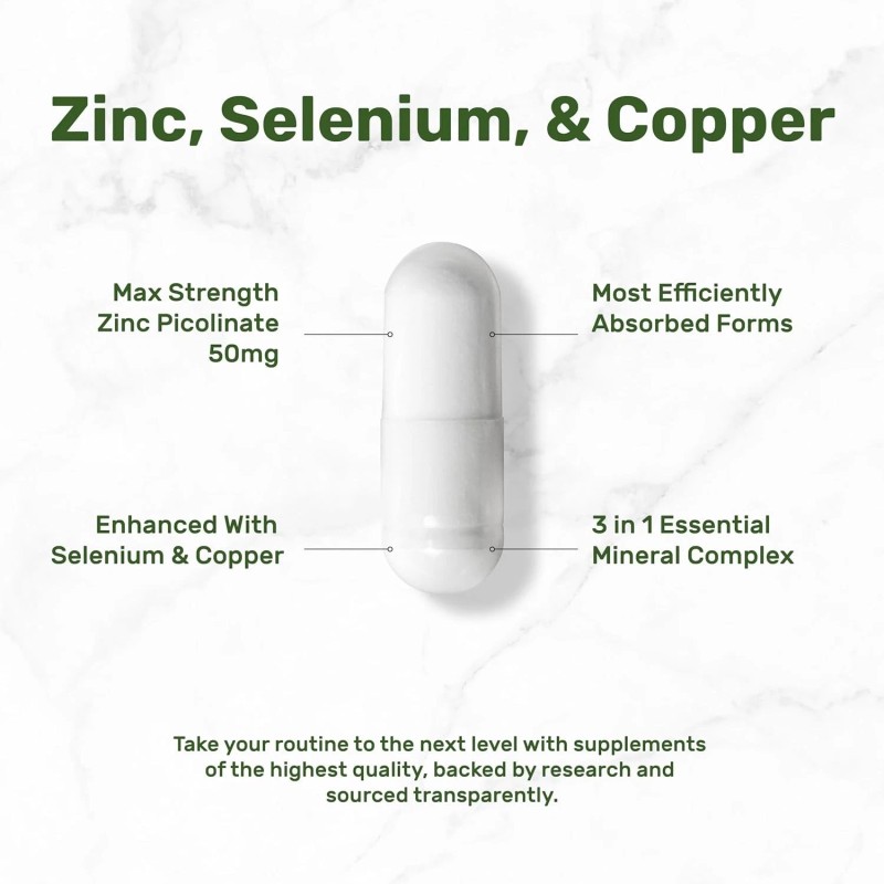 Zinc 50mg with Selenium 200mcg + Copper, 240 Capsules, 8