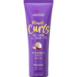 Aussie Miracle Curls Frizz Taming Cream 6.8 Ounce (Coconut & Jojoba Oil) (3 Pack)