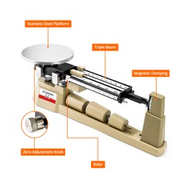 QWORK Triple Beam Mechanical Balance, 2610g/0.1g Lab Analytical Weight Set, Triple Beam Scale with Zero Adjustment Knob, No Need Battery