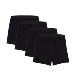 Pact Knit Boxers – Briefs Underwear – Pack of Four – Full Coverage – Vertical Button Fly – No-Roll Waistband Black MD One Size