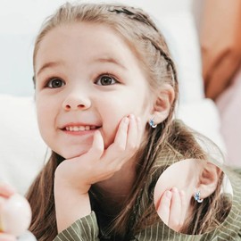 YEESIA Sterling Silver Hypoallergenic Panda/Koala/Dog Earrings Animal Earrings with Heart Crystal Cute Jewellery Gifts for Women Daughter Animal Lovers, Unit size, Sterling Silver, Crystal