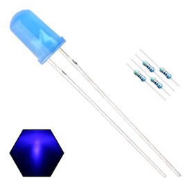 EDGELEC 100pcs 5mm Blue Lights LED Diodes (Blue Lens) Diffused Round Lens 29mm Long Lead (DC 3V) +100pcs Resistors (for DC 6-12V) Included,Bulb Lamps Light Emitting Diode