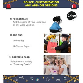 DolliBu Squat White Tiger Police Officer Super Soft Plush Toy - Soft Tiger Cop Stuffed Animal Dress Up with Cute Cop Uniform and Cap Outfit - Gift with Personalization - 8 Inches