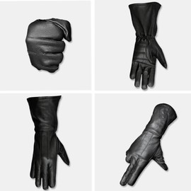 Hugger Glove Company Gauntlet Gloves Unlined Cold/Wind Resistant - Medieval Renaissance Gloves - Cosplay Long Arm Cuff (Black, 3X-Large, A)