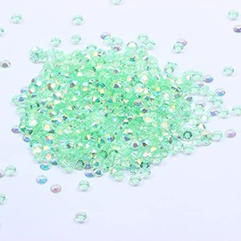MajorCrafts 4000pcs 2mm ss6 Transparent AB Flat Back Round 14 Facets Resin Rhinestones Arts and Crafts Embellishment Gems (Clear Light Green AB T13)
