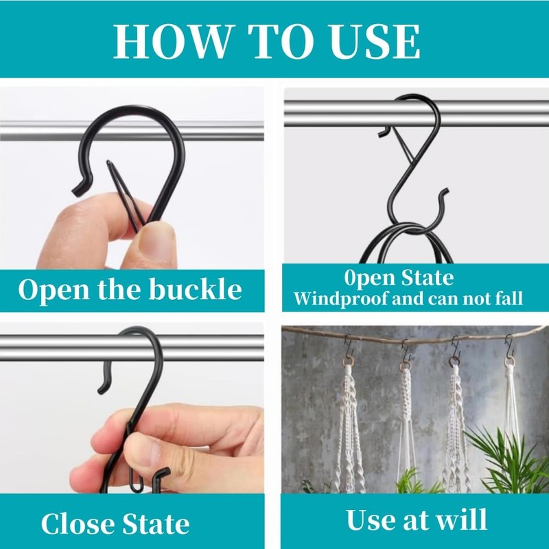 20Pcs S Hooks with Safety Buckle, 3.5 inch Heavy Duty