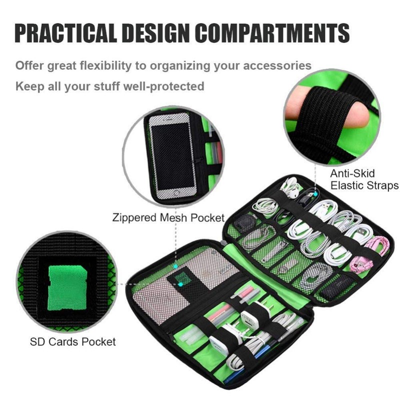 OrgaWise Multifunctional Electronic Bag Waterproof Portable Cable Bag for Charger,