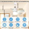 PKKP Ceiling Fan with Lighting, 72 W Adjustable 3 Speeds,