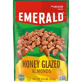 Emerald Nuts, Honey Glazed Almonds, 5.5 Oz, Resealable Bag (Pack of 12)