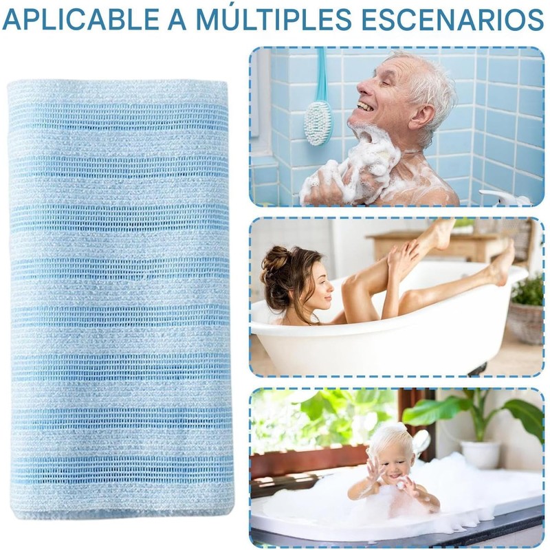 Toalla Exfoliante Corporal Toallas Baño Largas Secado Rápido Doble Cara