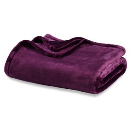 Berkshire Blanket Classic VelvetLoft® Solid Throw Blanket, Lightweight Soft Fuzzy Plush Throw Blanket for Bed and Couch, Eggplant Purple, 50x60 Inches