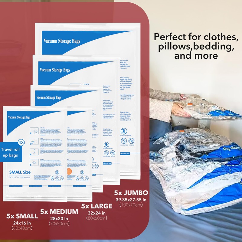 Vacuum Seal Bags for Clothing Travel & Home Storage, travel