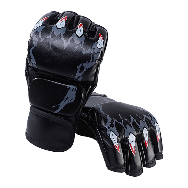 Fighting Gloves Black Tiger Paw Design Thickened Leather Latex Liner