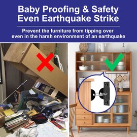 HONZUEN Furniture Straps (6 Packs), Baby Safety Proofing Anti-Tip Metal Furniture Wall Anchor Tether Straps Kit, Falling Furniture Prevention Straps for Furniture Wall Fixing Toddler Pet Safe, Black