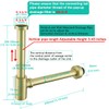 SEABEFORE Brass Round Bottle P-Trap 1 1/4, Adjustable Basin Sink